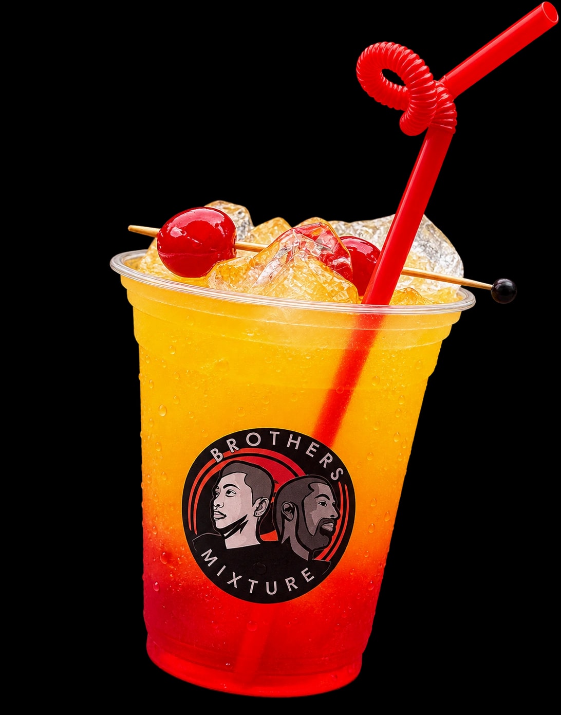 Sunrise cocktail en een blauwe Fatu Fest cocktail van Brothers Mixture